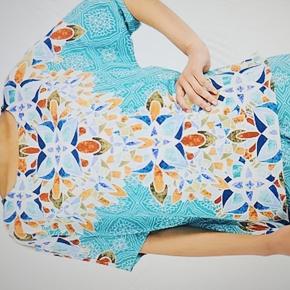 NWT JM Collection Petite Teal Dolman Sleeve Short Sleeve Boxy Tunic XL/XXL - Picture 11 of 11